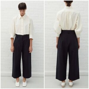 Studio Nicholson Greta Cotton Wide Leg Pants Trousers in Dark Navy Blue Sz 2 M